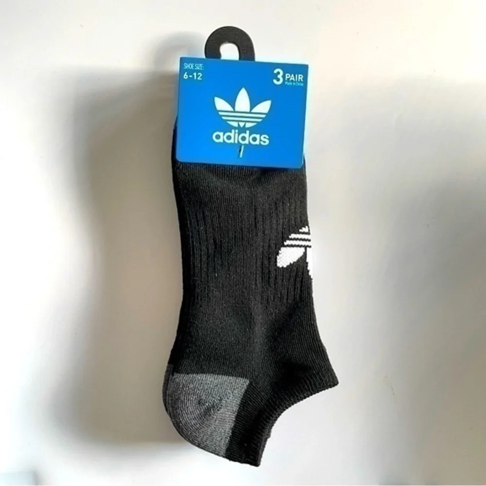 Adidas Men’s no show socks 3 pack black white gray size 6-12